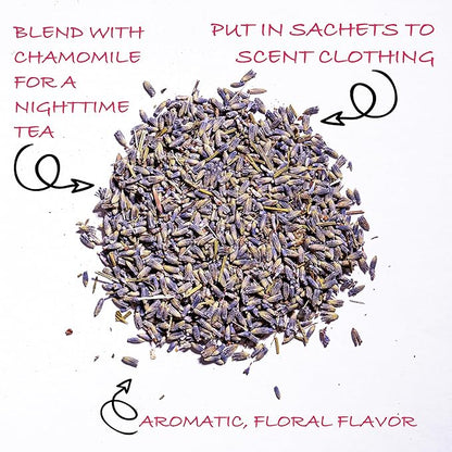 Worldwide Botanicals Organic Lavender Flowers, 1 lb, Pure European Lavender buds, Perfect for Aromatherapy, Sachets, Wedding celebrations, Tea flavoring, Eye pillows Scenting The Home
