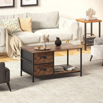 Load image into Gallery viewer, SENIG Coffee Table with Drawers, Coffee Table for Living Room, 2-Tier Coffee Tables with Storage Drawers，Brown Coffee Tables for Small Spaces, Rectangle Wood Ttable, Metal Side End Table