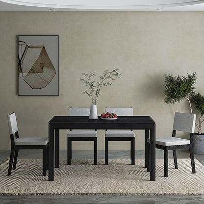 NTC Flow 55 Inch Modern Design, Rectangular Dinner Table for Dining Room, Living Room Furniture, Effortless Assembly, Burnt Black