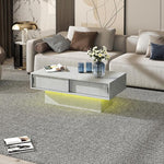 Load image into Gallery viewer, LED Coffee Table with Storage, Rectangular Center Table for Living Room, Modern High Glossy Farmhouse Grey Coffee Table with 16 Colors LED Lights, Wooden Living Room Table