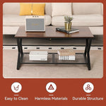 Load image into Gallery viewer, SENIG Coffee Table with Storage Shelf, Industrial Metal Wood Living Room Tables, Rectangle Center Table 39 Inch, Vintage Simple 2 Tier Cocktail Table, Brown