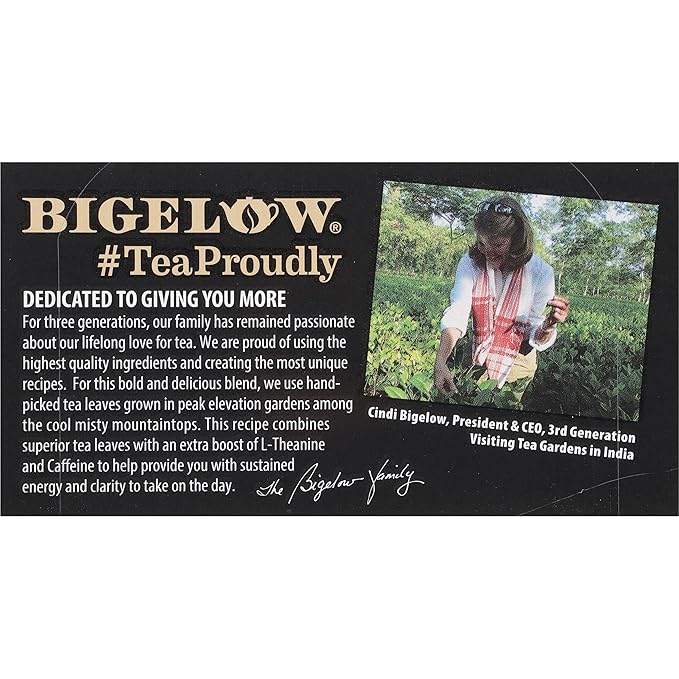 Bigelow Tea Peak Energy plus extra L-Theanine & Caffeine, 18 Count (Pack of 6), 108 Total Tea Bags