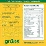 Load image into Gallery viewer, Gruns Adults Super Greens Gummies, Multivitamin Superfood Gummy Bears with Spirulina, Chlorella, Prebiotics &amp; Fiber for Digestive Health, Adaptogens Supplement with 20 Vitamins &amp; Minerals, 28 Count