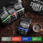 Load image into Gallery viewer, Bourbon &amp; Whiskey Barrel Aged Coffee Box Set with Four Whole Bean Single Origin Coffees (Colombia, Sumatra, Ethiopia, Rwanda) Premium Small-Batch Gourmet Roasted Coffee Gift (Pack or 4)