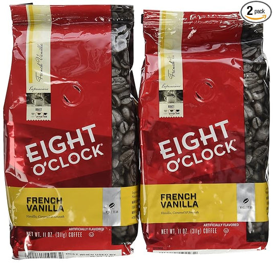 Eight Oclock Coffee, French Vanilla Whole Bean, 11-ounce Bags (Pack of 2)