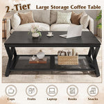 Load image into Gallery viewer, EnHomee Coffee Table with Storage, Modern Coffee Tables for Living Room with Mesh Shelf, 2 Tier Rectangular Center Table for Living Room, Bedroom, 39.4 Inch, Black Oak