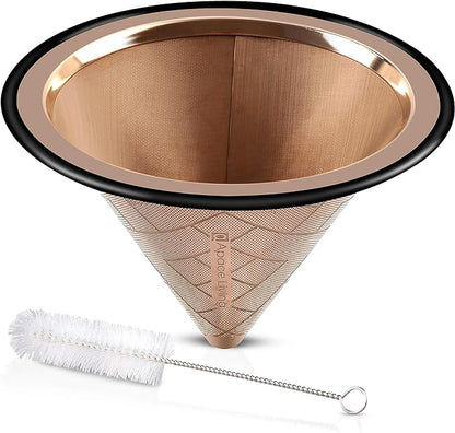 Compatible with Hario V60, Chemex Pour Over Coffee Filter - Wide Metal Base Reusable Stainless Steel Coffee Dripper - Paperless Coffee Filter for Sustainable Brewing