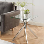 Load image into Gallery viewer, Modern Style Square Side Table with Tempered Glass Top and Metal Tubular Legs, Silver 20”Dx20”Wx22”H