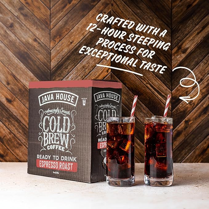 Java House Cold Brew Coffee on Tap – Premium 100% Arabica Dark Roast – Smooth Espresso Flavor with Dark Chocolate Notes – 1 Gallon Box (16 Servings) – Ready to Drink, No Brewing Required, Fridge-Friendly