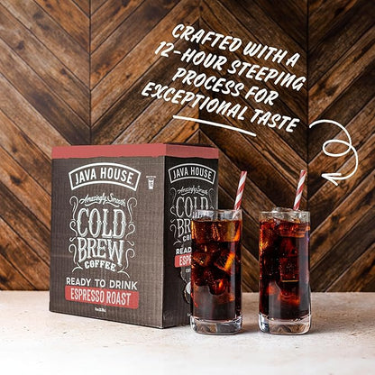 Java House Cold Brew Coffee on Tap – Premium 100% Arabica Dark Roast – Smooth Espresso Flavor with Dark Chocolate Notes – 1 Gallon Box (16 Servings) – Ready to Drink, No Brewing Required, Fridge-Friendly