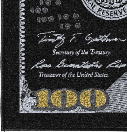 Ottomanson 22" x 53" $100 Bill Money Rug - Durable & Non-Slip Area Rug - Fun & Eye-Catching Decor for Bedroom, Office, Game Room & Man Cave - Unique Gift for & Trendy Home Decor, Black/Gold