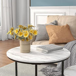 Load image into Gallery viewer, Nesting Round Coffee Table Set of 2 End Tables for Living Room,Circular and Marble Coffee Table Wooden Accent Furniture with Metal Frame,Stacking Side Tables,Black