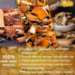 Load image into Gallery viewer, 30 Bags Premium Turmeric Ginger Cinnamon Tea, Improve Digestion, Support Brain, Weight, Skin and Sleep, Eco-Conscious Tea Bags and Premium Natural Ingredients. Turmeric Ginger Herbal Tea. No Sugar, No Caffeine, No Gluten, Vegan.