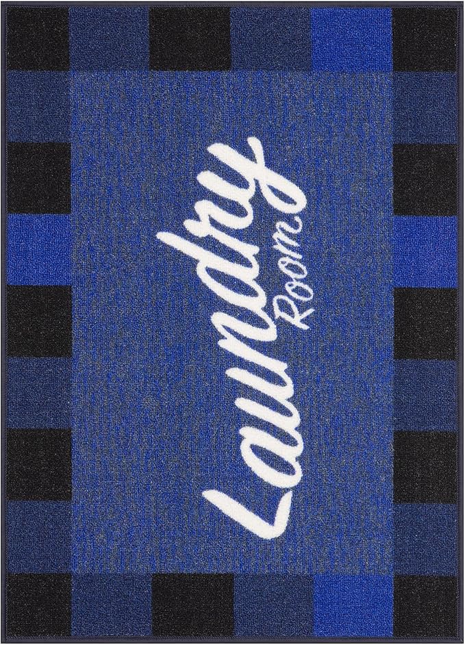 Ottomanson 26" x 35" Laundry Room Rug - Non-Slip Mat for Laundry & Mudroom - Durable, Stain-Resistant, and Easy to Clean - Perfect for High-Traffic Areas - Runner Rug for Entryway Bathroom, Navy