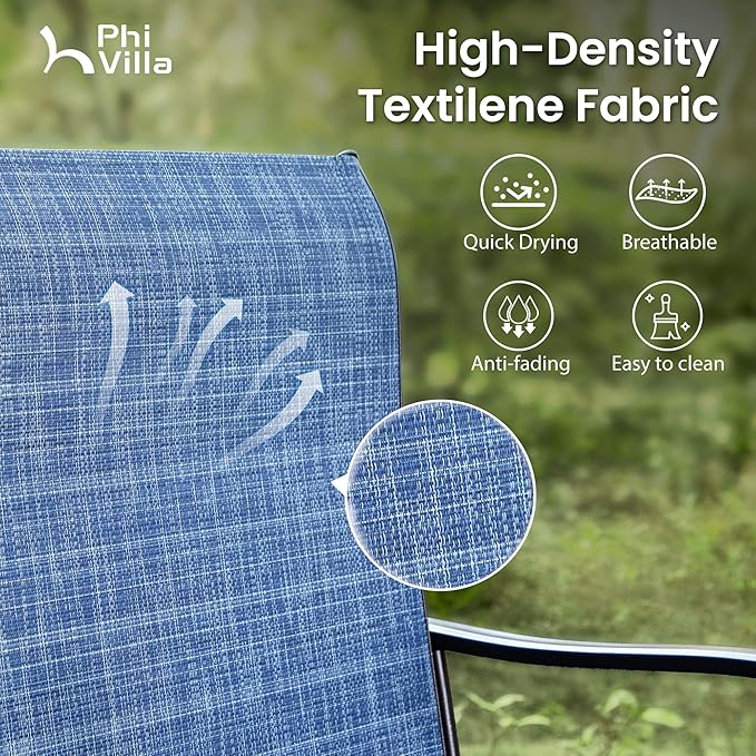 PHI VILLA Outdoor Swivel Bar Stools Set of 2, 30" Bar Height Tall Patio Chairs with All Weather Textilene Fabric, High Top Bar Chairs for Balcony, Porch and Deck, Blue