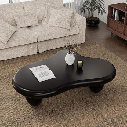 Cloud Coffee Table Modern Cute Coffee Tables Irregular Simple Tea/Center Table for Small Space End Table for Living Room, Home Office, Indoor (Black A Cloud 47.2" Wx35.4 Dx15.7 H)