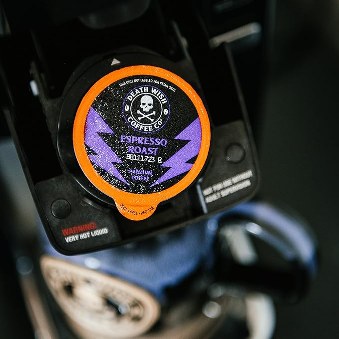 Death Wish Coffee, Espresso Roast Single Serve Coffee Pods - Fair Trade and Organic (50 Count)