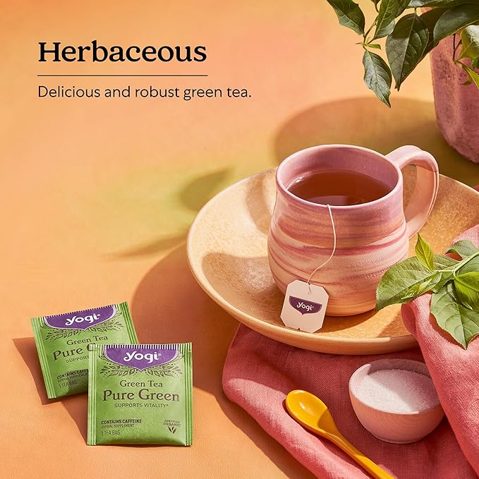 Yogi Tea Pure Green Tea - 16 Bags per Pack (6 Packs) - Organic - Supports Overall Health & Provides Antioxidants