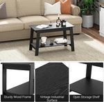 Load image into Gallery viewer, 31.5 Inch Coffee Table with 2-Tier Storage – Modern Industrial Farmhouse Coffee Table for Living Room, Compact Durable MDF &amp; Particle Board, Easy Assembly, Black Center Table for Living Room or Office