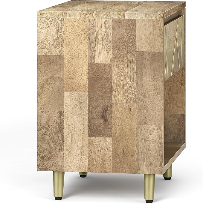 SIMPLIHOME Jager SOLID MANGO WOOD 22 inch Wide Mid Century - Contemporary Bedside Nightstand Table in Natural for the Living Room and Bedroom