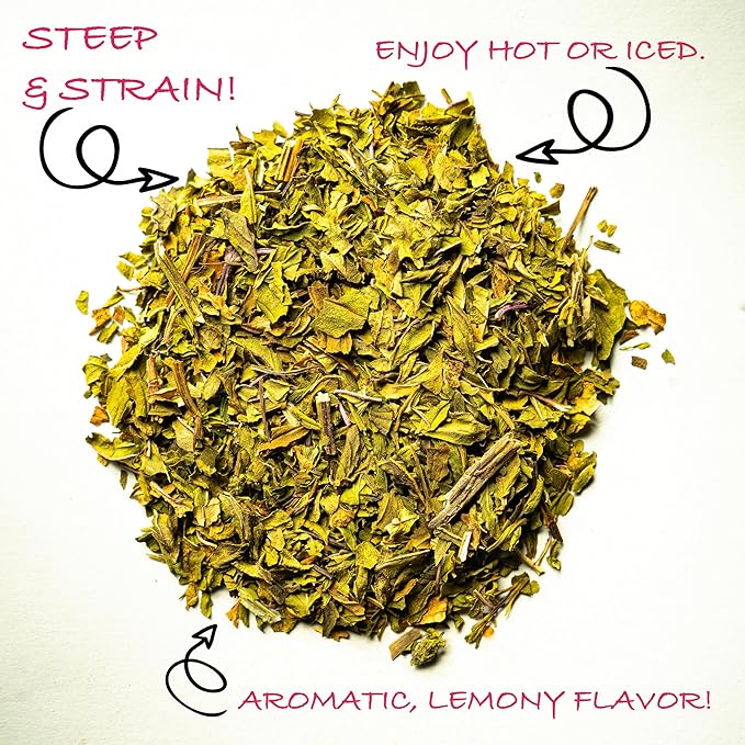Worldwide Botanicals Organic Lemon Balm Tea, 6 Ounces - Loose Leaf Premium Herbal Tea | 100% Pure Lemon Balm Leaves | For Stress Relief and Good Digestion | Kosher
