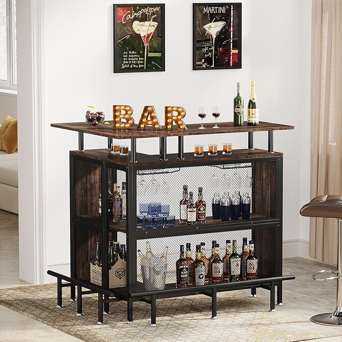LITTLE TREE Home Bar Unit Mini Liquor Table Cabinet