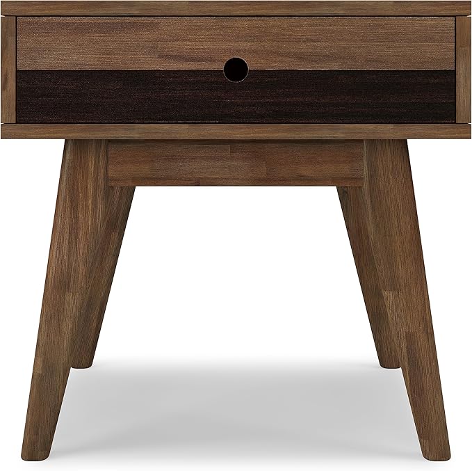 SIMPLIHOME Clarkson SOLID ACACIA WOOD 22 Inch Wide Rectangle Contemporary End Table in Rustic Natural Aged Brown, For the Living Room and Bedroom