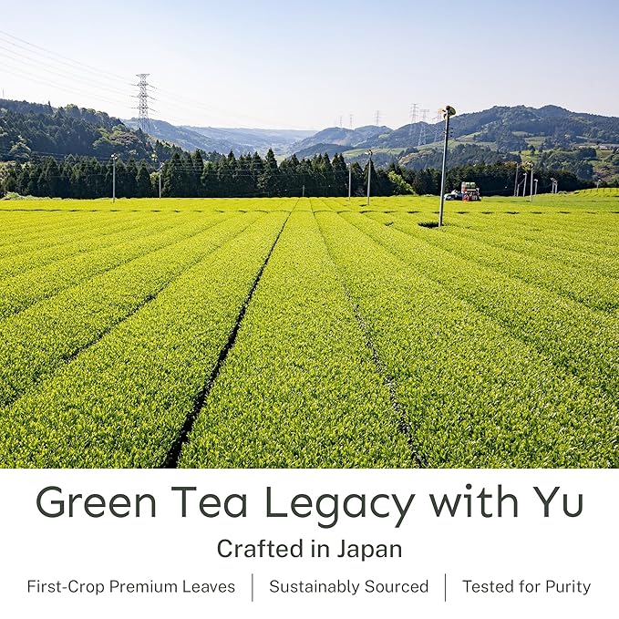 Yu Tea Organic Sencha Green Tea Powder, 100 Servings | Rich in Antioxidants, EGCG, & L-Theanine | Pure Japanese First Harvest Leaf | Low Caffeine & Unsweetened | Resealable Pouch, 2.65 oz