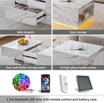 Load image into Gallery viewer, LED Coffee Table, 43" UV High Gloss Modern Center Table with 2 Drawers &amp; Hidden Storage Compartment &amp; Open Compartments, Extendable Modern Cocktail for Living Room,Home (Marble White)