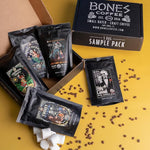 Load image into Gallery viewer, Bones Coffee Company NEW Favorite Flavors Sample Pack, Assorted Flavored Coffee Medium Roast Arabica Beans Specialty Coffee Gifts, Auto Drip and French Press Compatible, 4 oz Pack of 5 Whole Bean