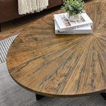 Load image into Gallery viewer, Solid Wood Oval Coffee Table with Cross Metal Legs, 47.9" Industrail Bar Cocktail Table for Living Room Kitchen Office Sofa Table Bristro Table for Cafe/Bar Rustic Brown 1831