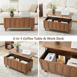 Load image into Gallery viewer, Lift Top Coffee Table with Arched Finish, Modern Coffee Table with Lifting Tabletop &amp; Hidden Storage, Wood Center Table for Living Room,Convenient for Dining, Gaming or Working (Walnut)