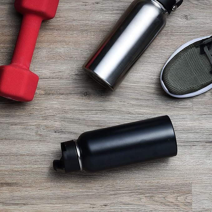 Stainless Steel Insulated Water Bottle and Travel Mug for Hot and Cold Beverages, Wide Mouth, Double Wall Insulated Hydration Sports Water Bottle for Hiking, Biking, Outdoor, 32 OZ BPA Free