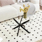 Load image into Gallery viewer, Oval Coffee Table Modern Living Room Table with Tempered Glass Top and Black Metal Legs Contemporary Stylish Center Table Tea Table for Living Room Office