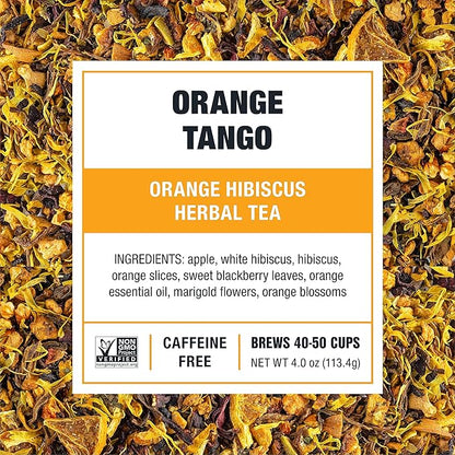 Tiesta Tea - Orange Tango, Loose Leaf, Orange Hibiscus Herbal Tea, Premium Non-Caffeinated Fruit Blend, Makes Hot or Iced & Up to 50 Cups, 4oz Refillable Tin