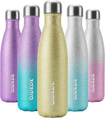 Load image into Gallery viewer, BJPKPK Glitter Yellow Insulated Water Bottle 17 oz Stainless Steel Water Bottles Cola Shape