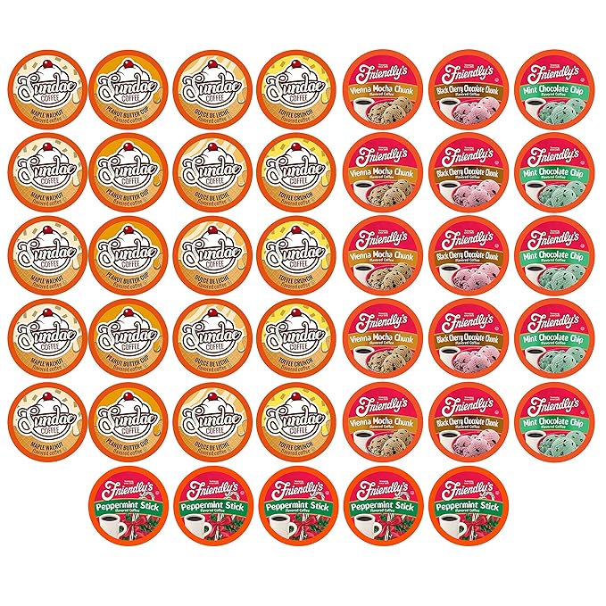 Two Rivers Coffee Ice Cream Flavored Coffee Pods, Variety Sampler Pack for Keurig 2.0 K Cup Brewers, 40 Count