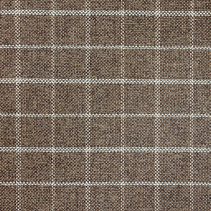 HomePop Home Decor |Classic Open-Back Counter Height Barstool| Square 24 Inch Bar Stools with Domed Cushion, Brown Window Pane Print