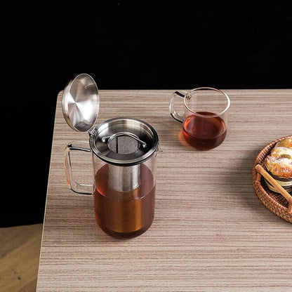 Aquach 51oz Glass Teapot with Stainless Steel Removable Infuser, Stovetop & Dishwasher Safe, Ideal for Loose & Blooming Tea Brewing