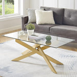 Load image into Gallery viewer, Rectangle Modern Coffee Table, Tempered Glass Top and Metal Tubular Leg, 47.3”Lx23.6”Wx18.1”H, Gold