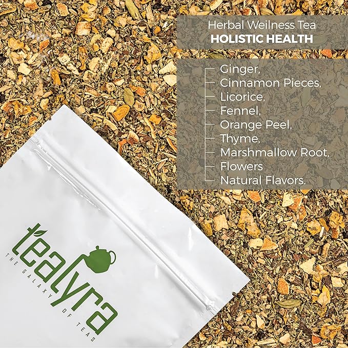 Tealyra - Holistic Health Tea - Turmeric Healthy Tonic - Ginger - Fennel - Cinnamon - Loose Leaf - All-In-One Wellness Blend - Caffeine-Free - 224g (8-ounce)