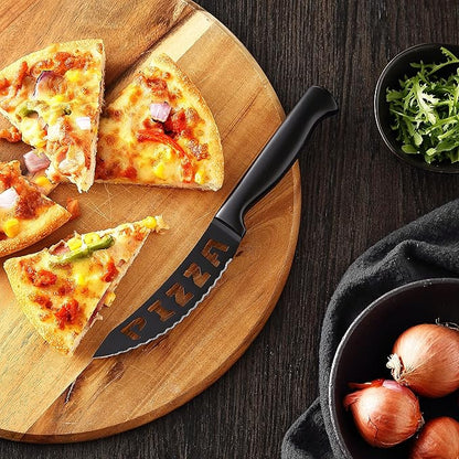 McCook® Premium Black Knife Sets,German Stainless Steel Kitchen Knives Block Set with Built-in Sharpener