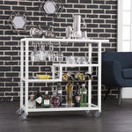 Load image into Gallery viewer, Holly &amp; Martin Zephs Bar Cart White - Stylish Bar Cart for Home - Utility Carts with Wheels